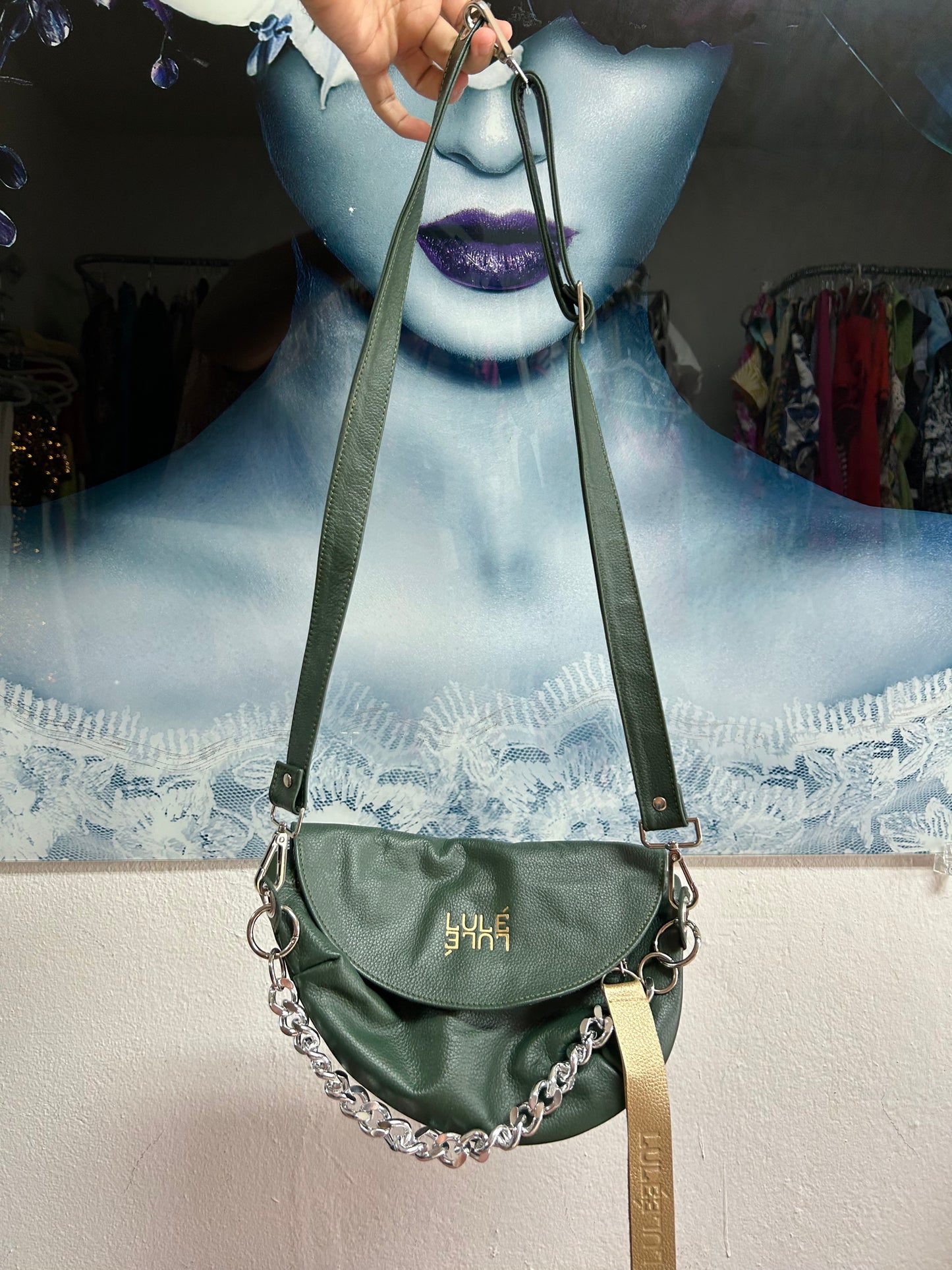 LULÉ DARK GREEN REPTILIA BAG