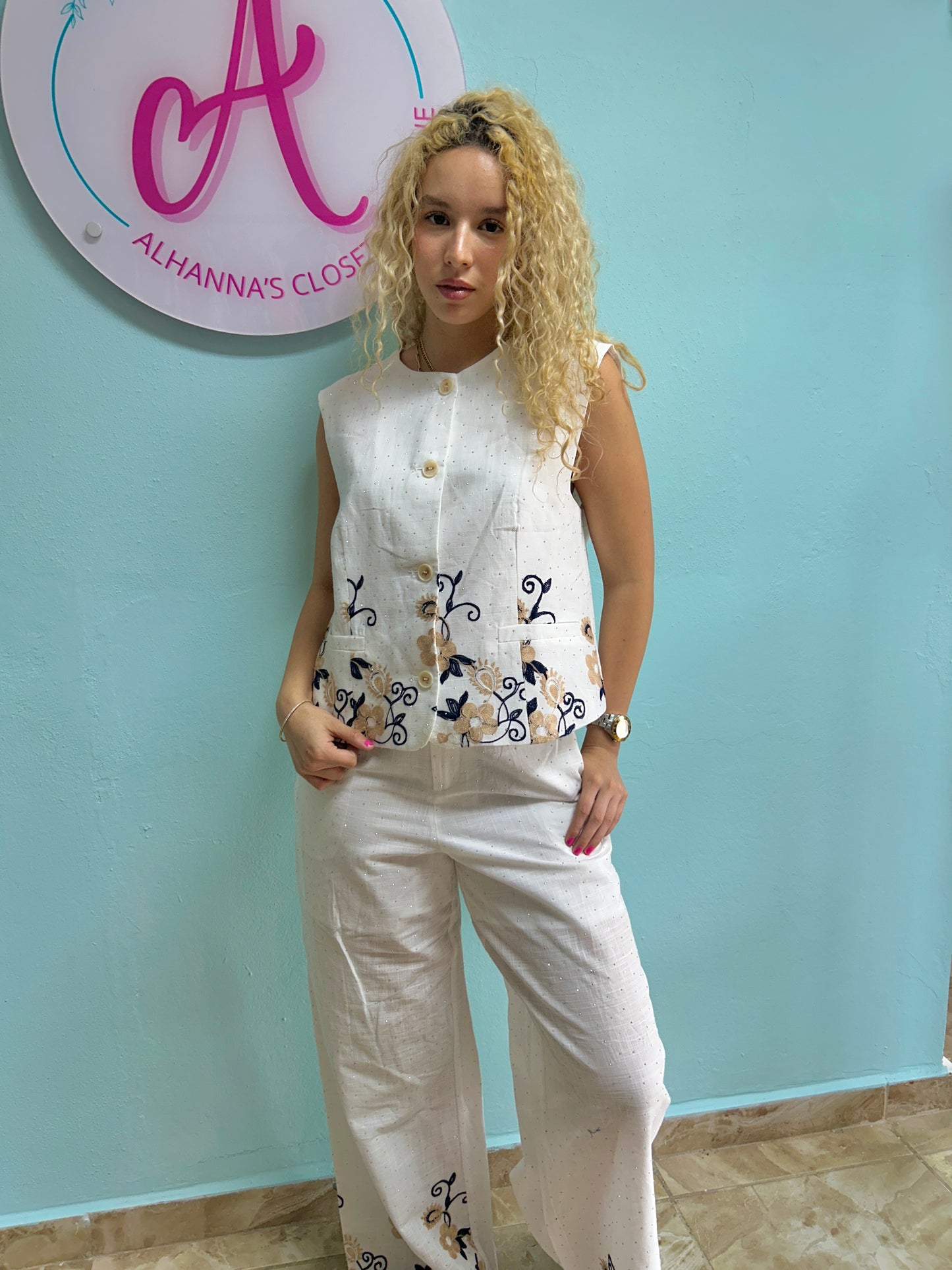 Set- White Vest & Pant