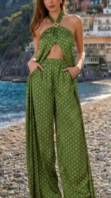 PolkaDots Jumpsuit- Green