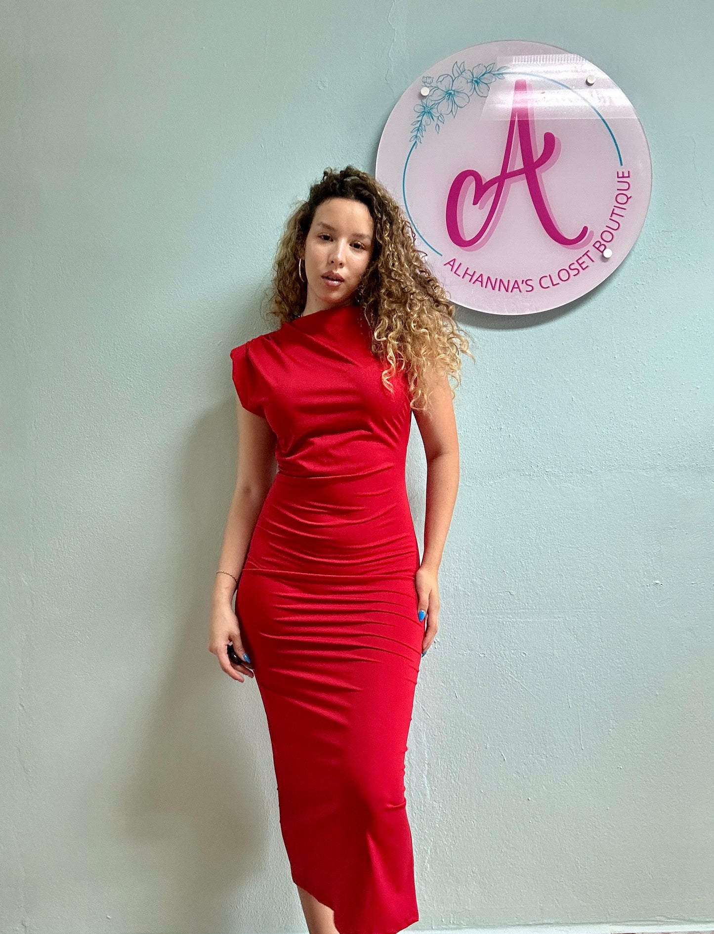 Plain red dress