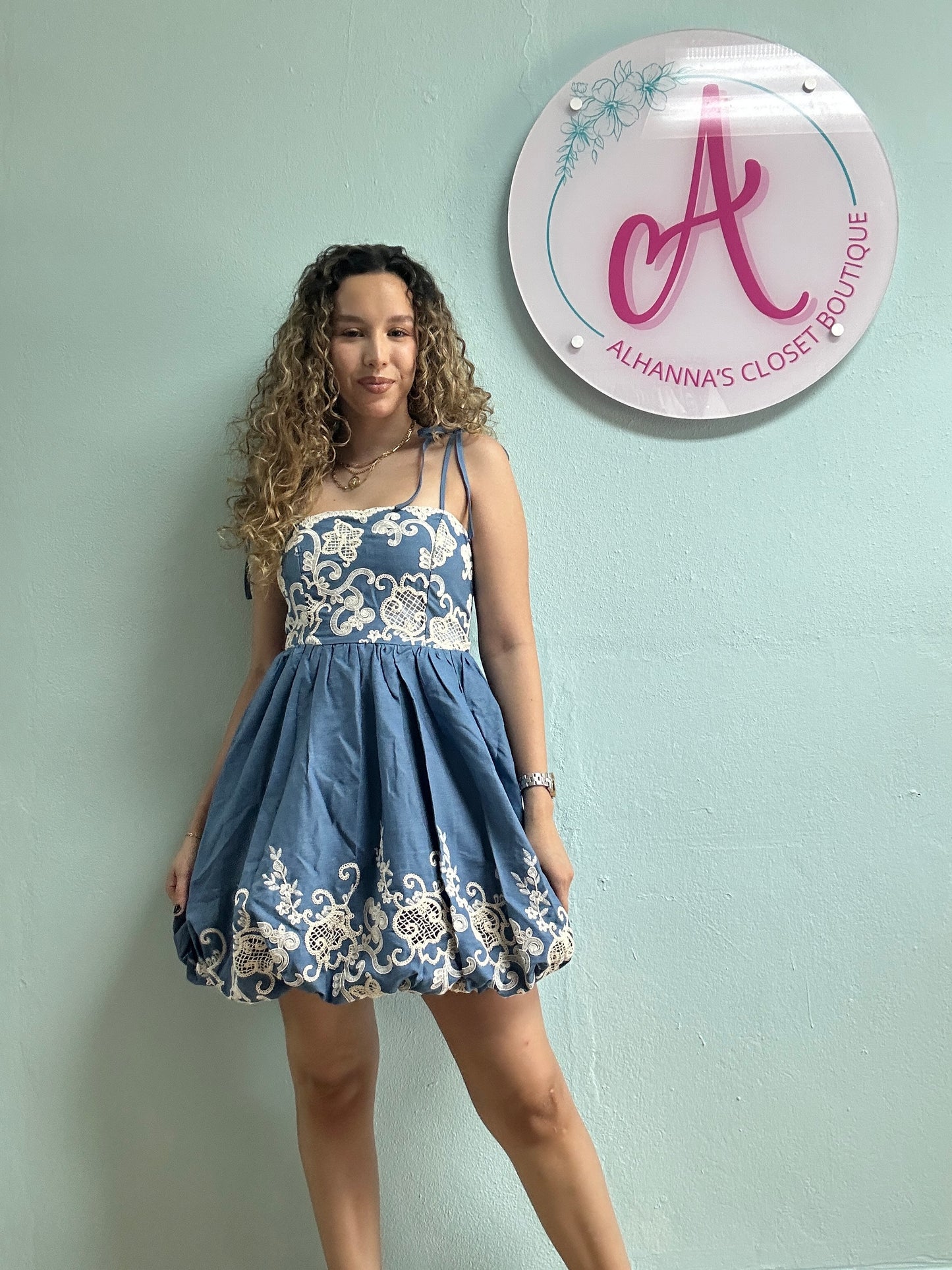 Blue Blossom Lace Dress