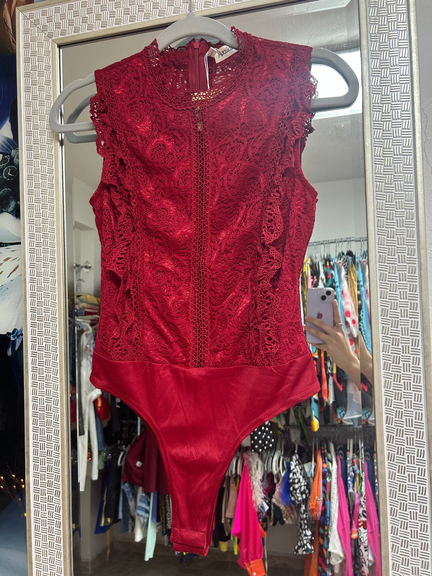 Red lace bodysuit
