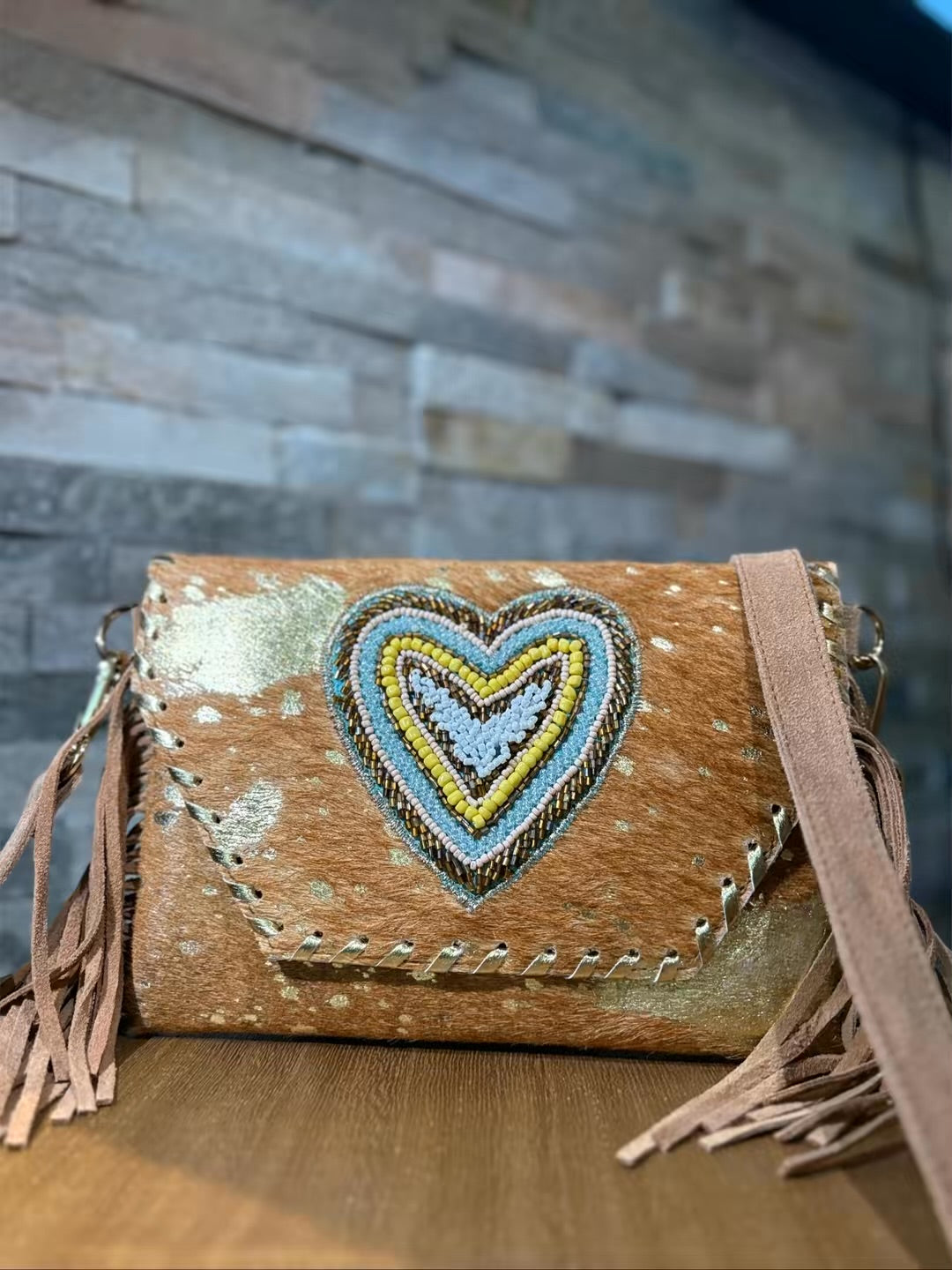 Rebel Bag with tassels and leather shoulder