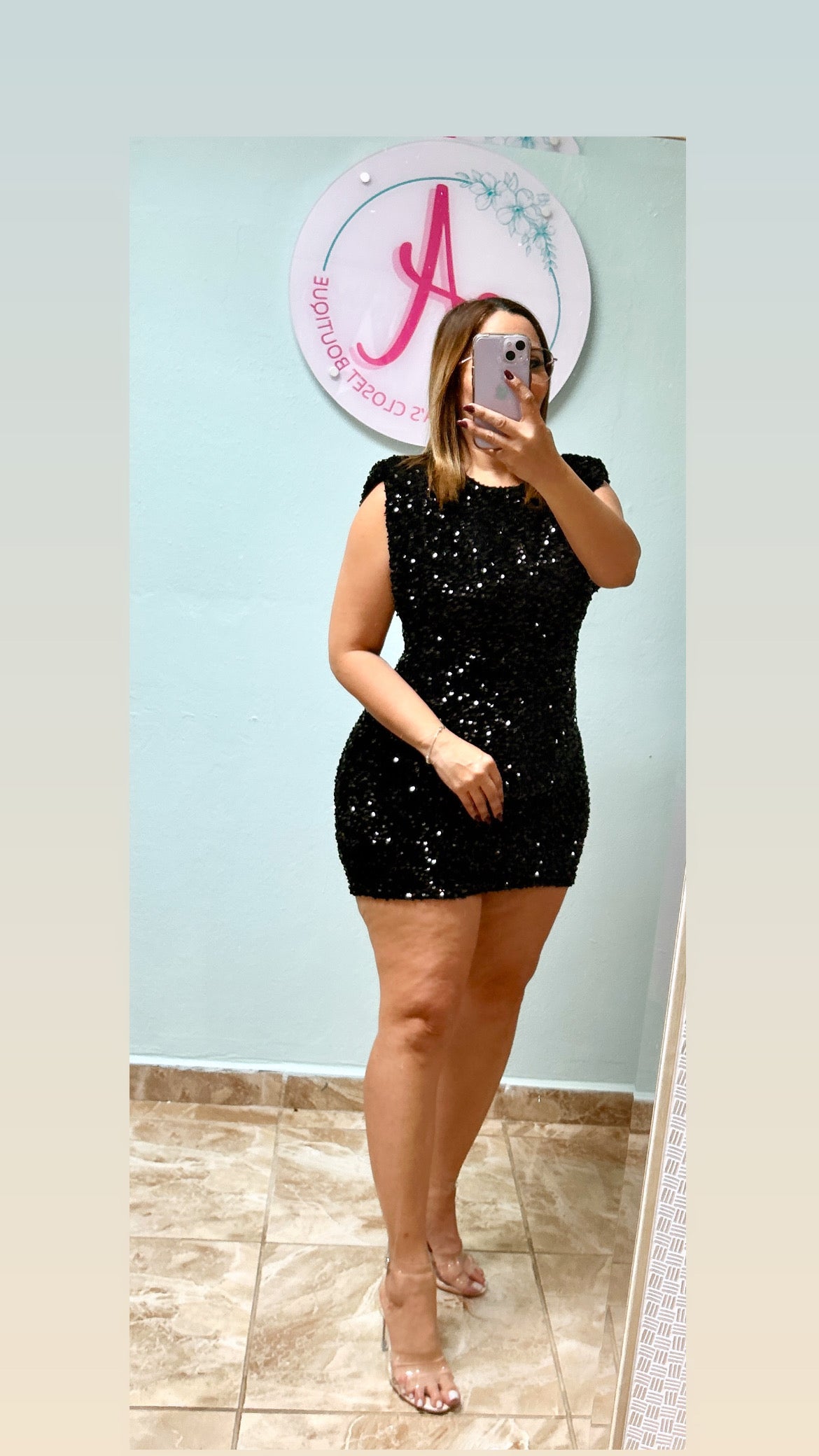 Sequin black short dress