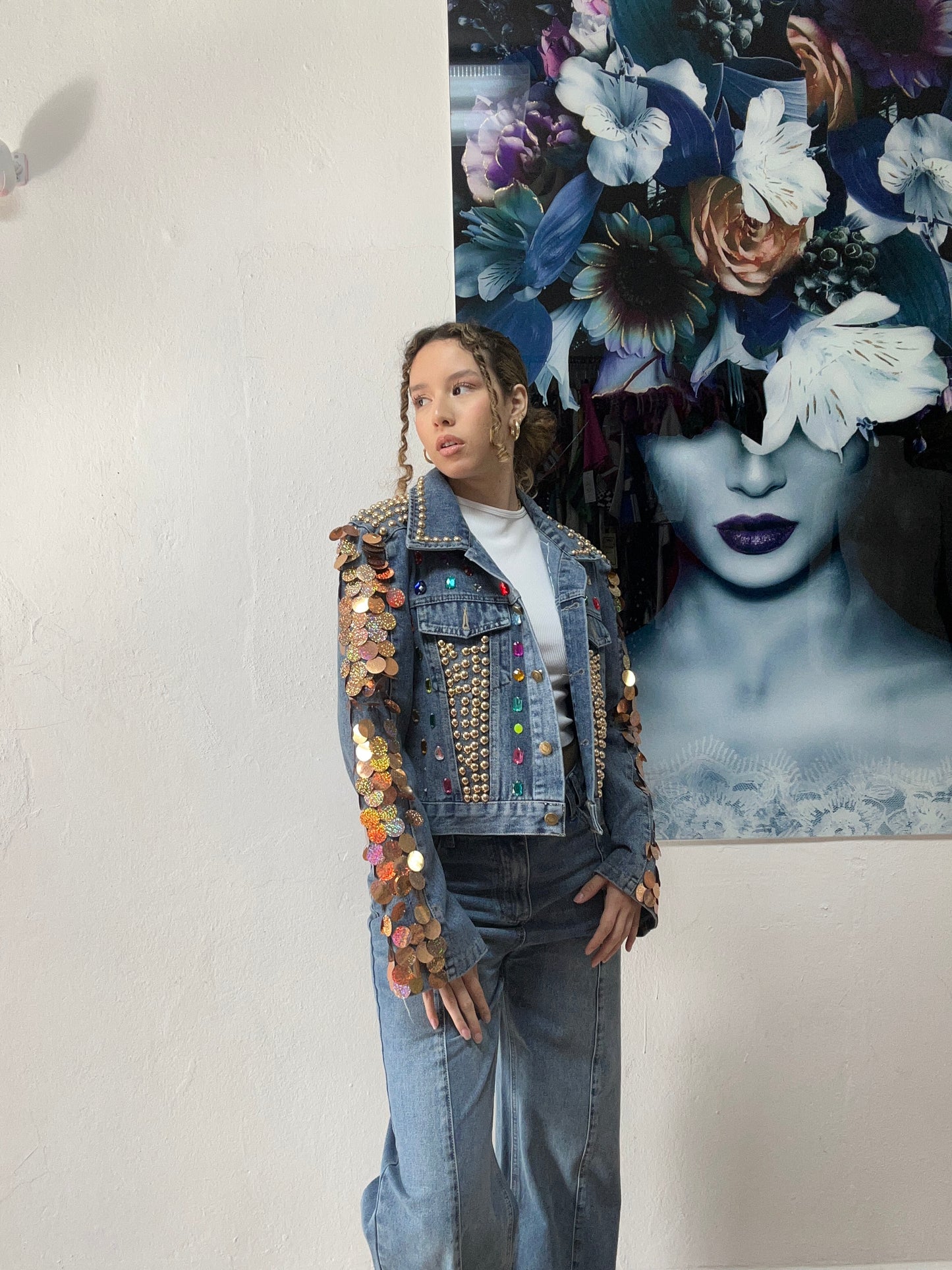 Sequin denim jacket