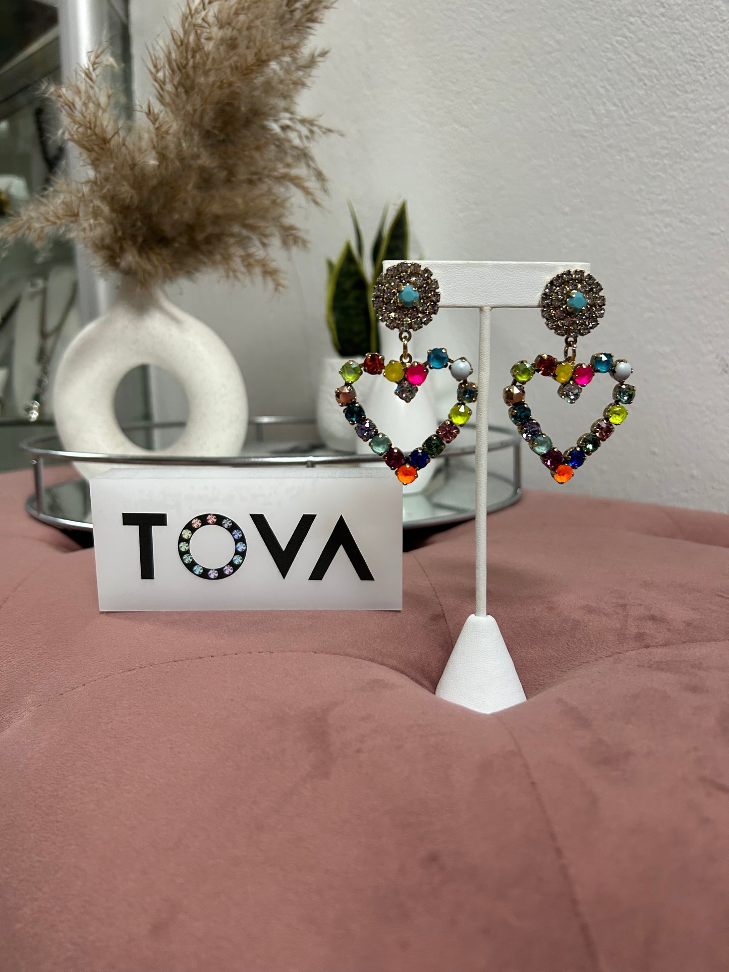 TOVA HEART SWAROVSKI CRYSTAL EARRINGS
