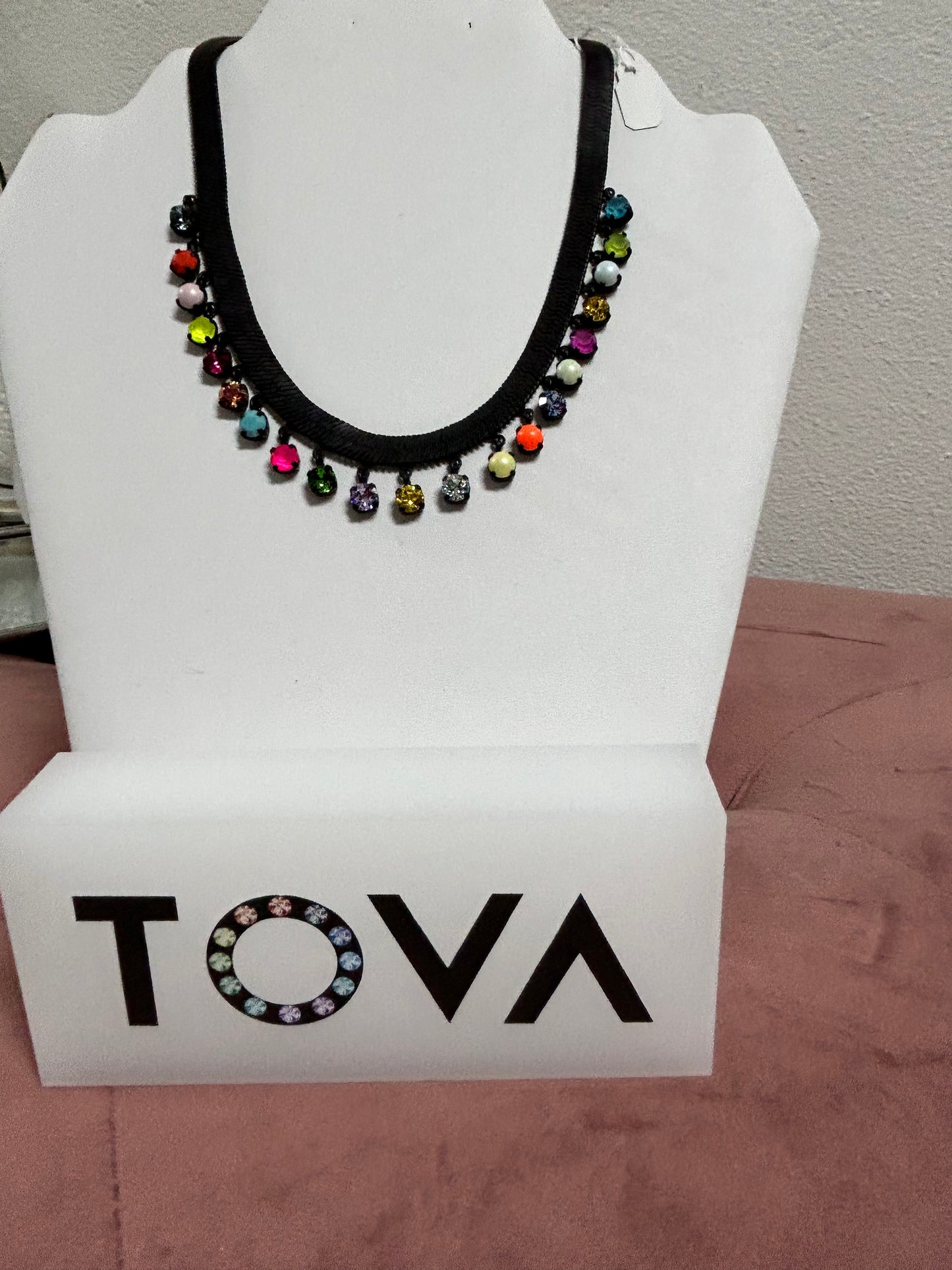TOVA BLACK MULTICOLOR SWAROVSKI CRYSTAL NECKLACE