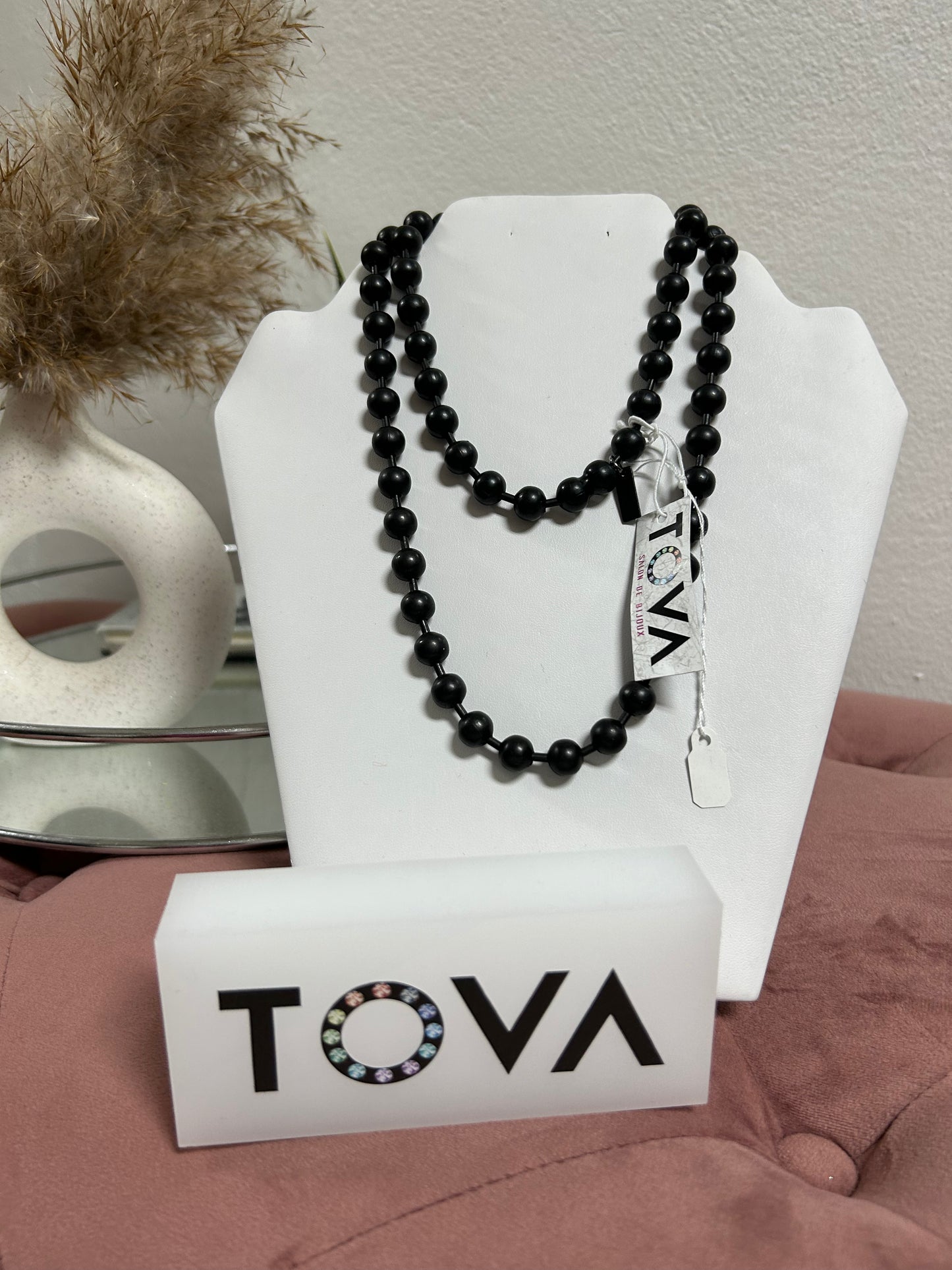 TOVA EXTRA LONG BLACK BEADS NECKLACE