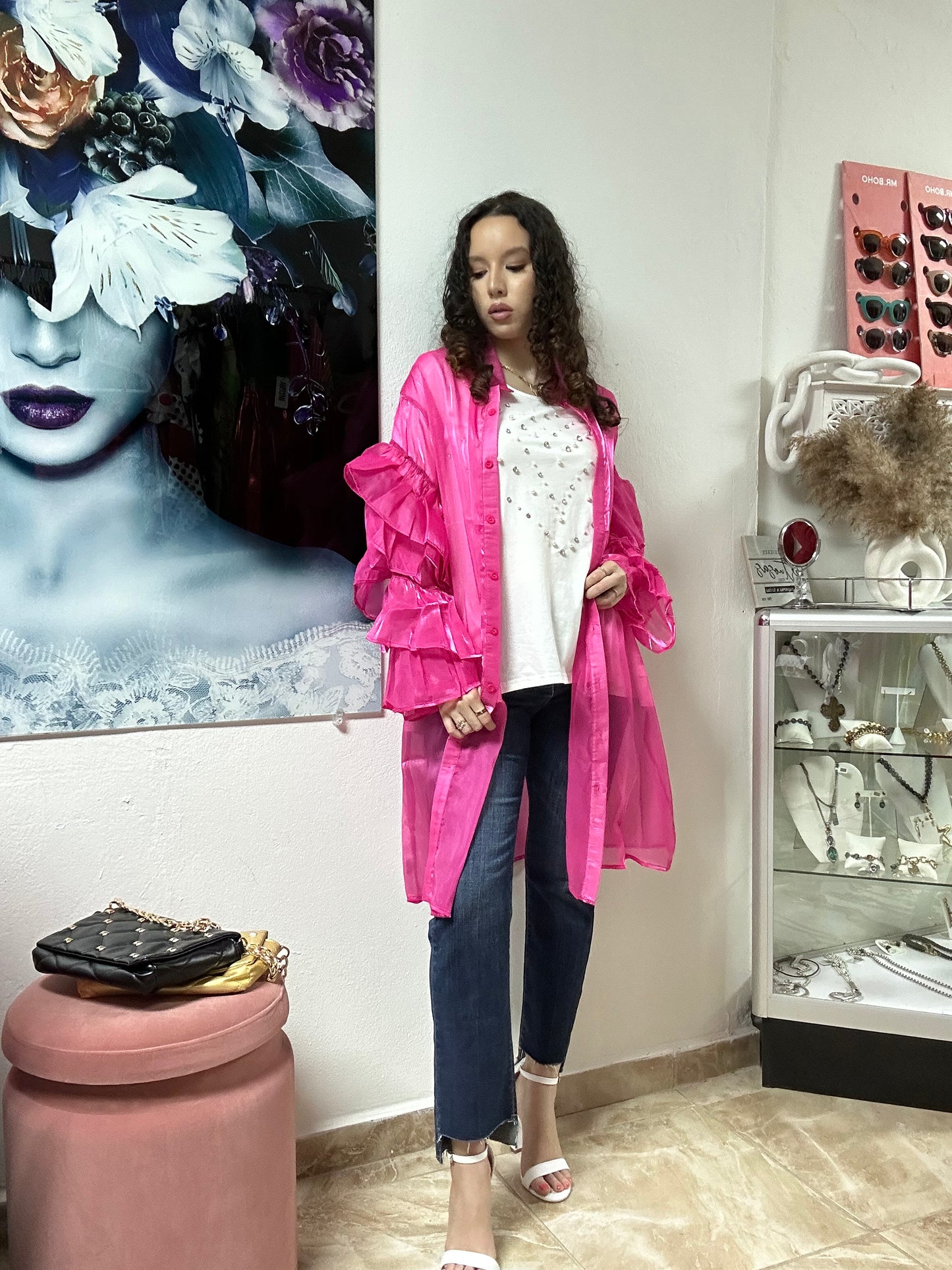 Transparent fuschia dress