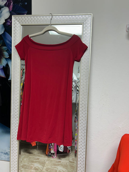 Red off shoulder dress