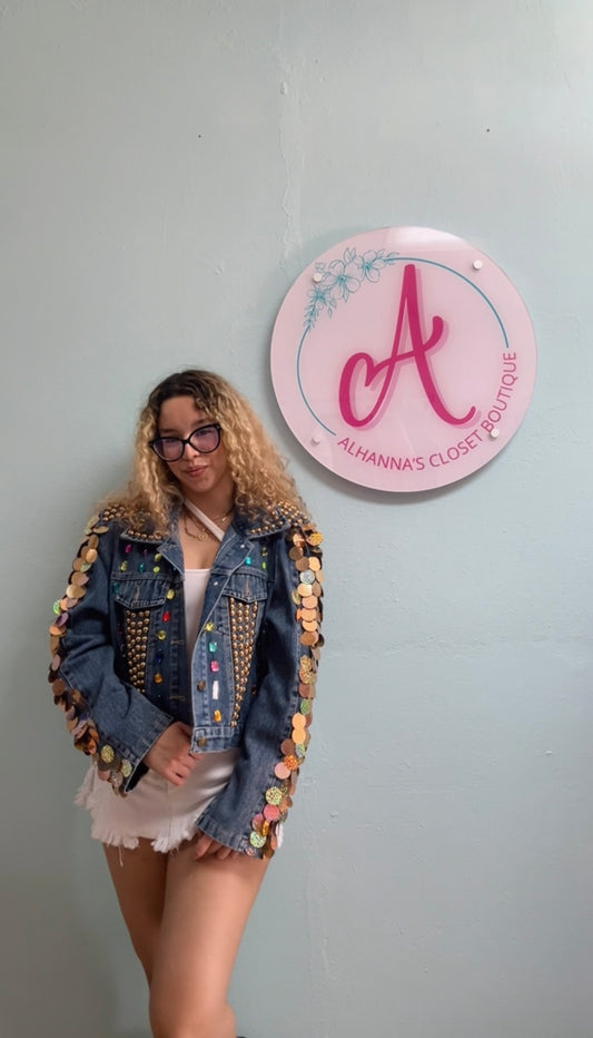Sequin denim jacket