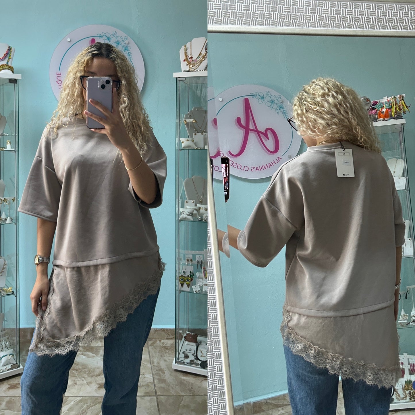 Tan lace top