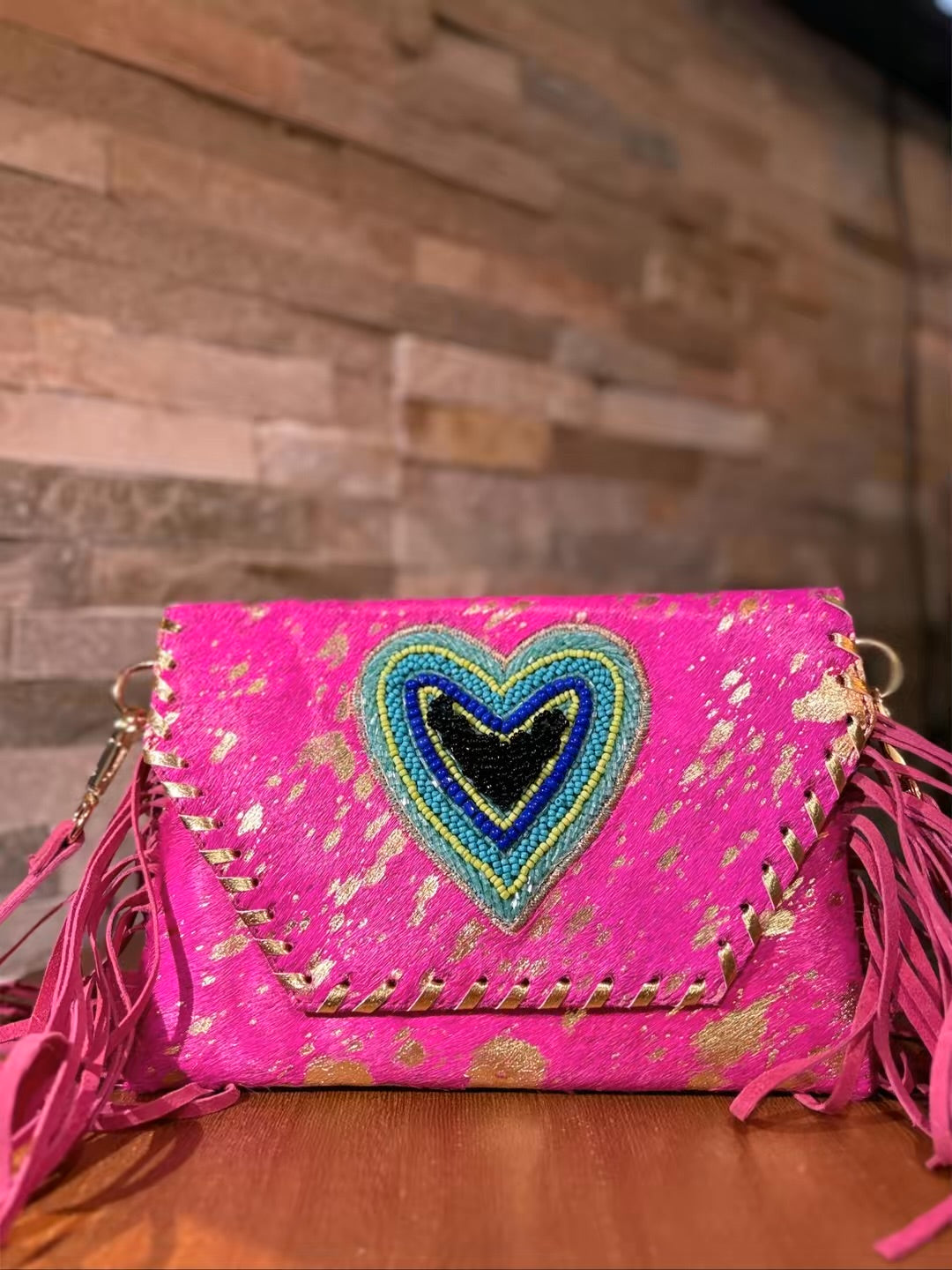 Rebel Bag with tassels and leather shoulder