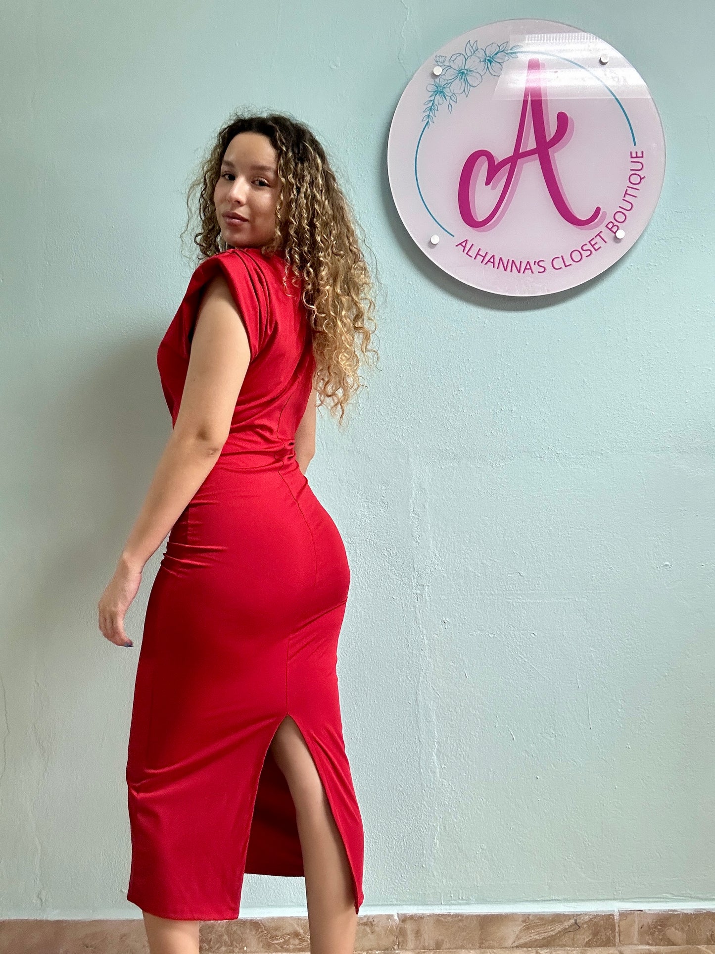 Plain red dress