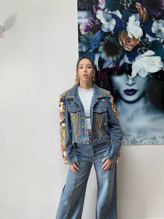 Sequin denim jacket