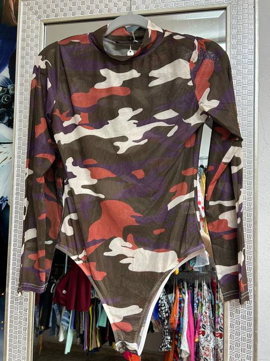 Camo print bodysuit