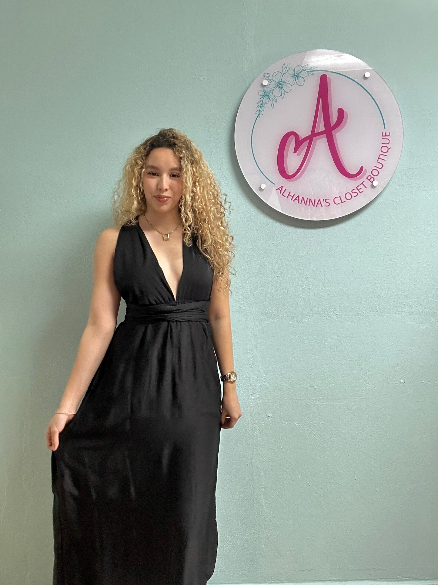 Black wraparound dress