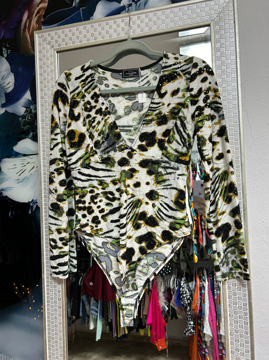 Green Animal print bodysuit
