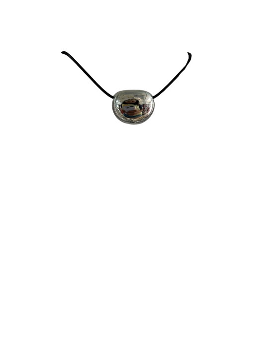 Oval Silver String Necklace
