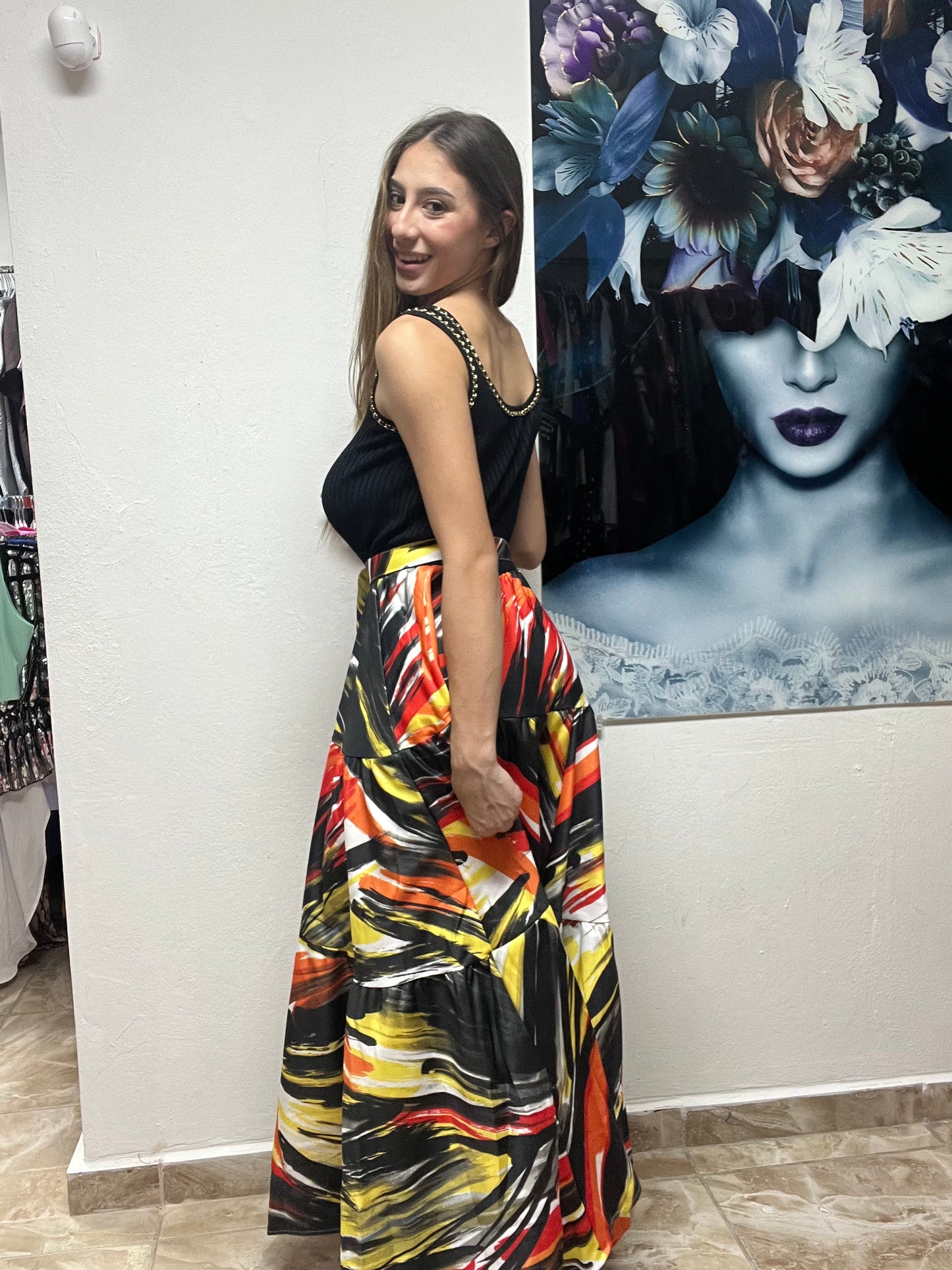 Black and yellow dress