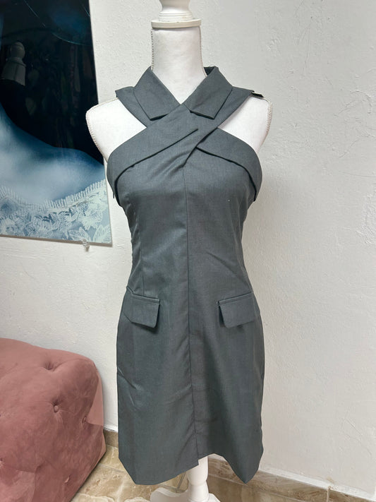 CROSSED GREY DRESS