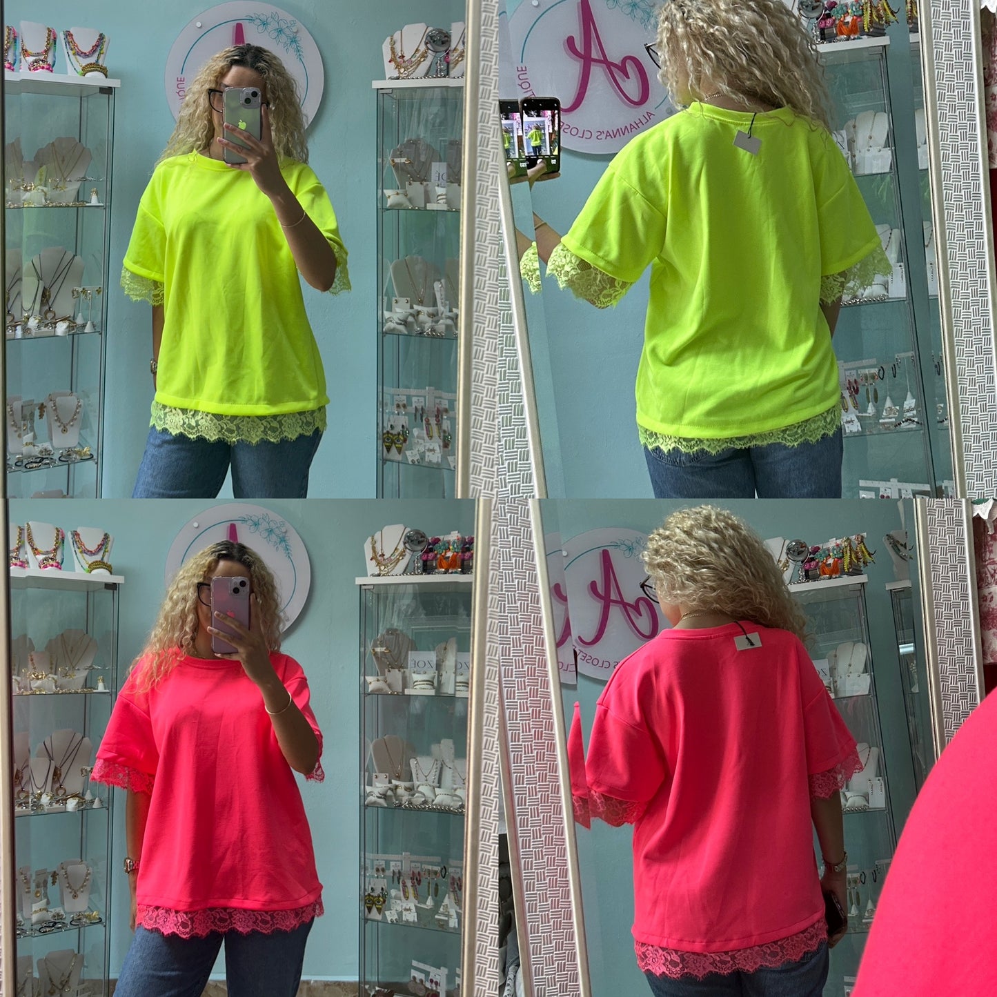 Neon lace top