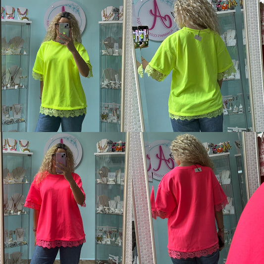 Neon lace top