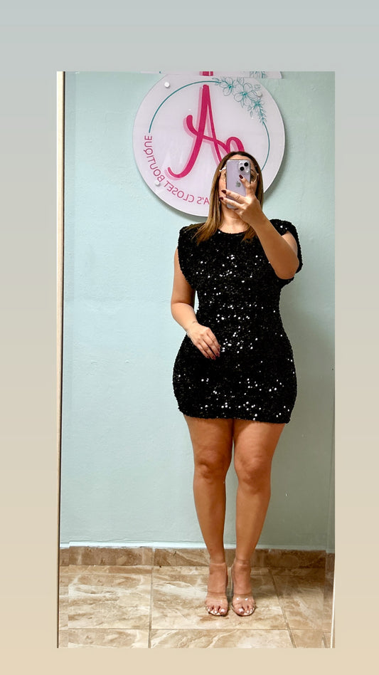 Sequin black short dress