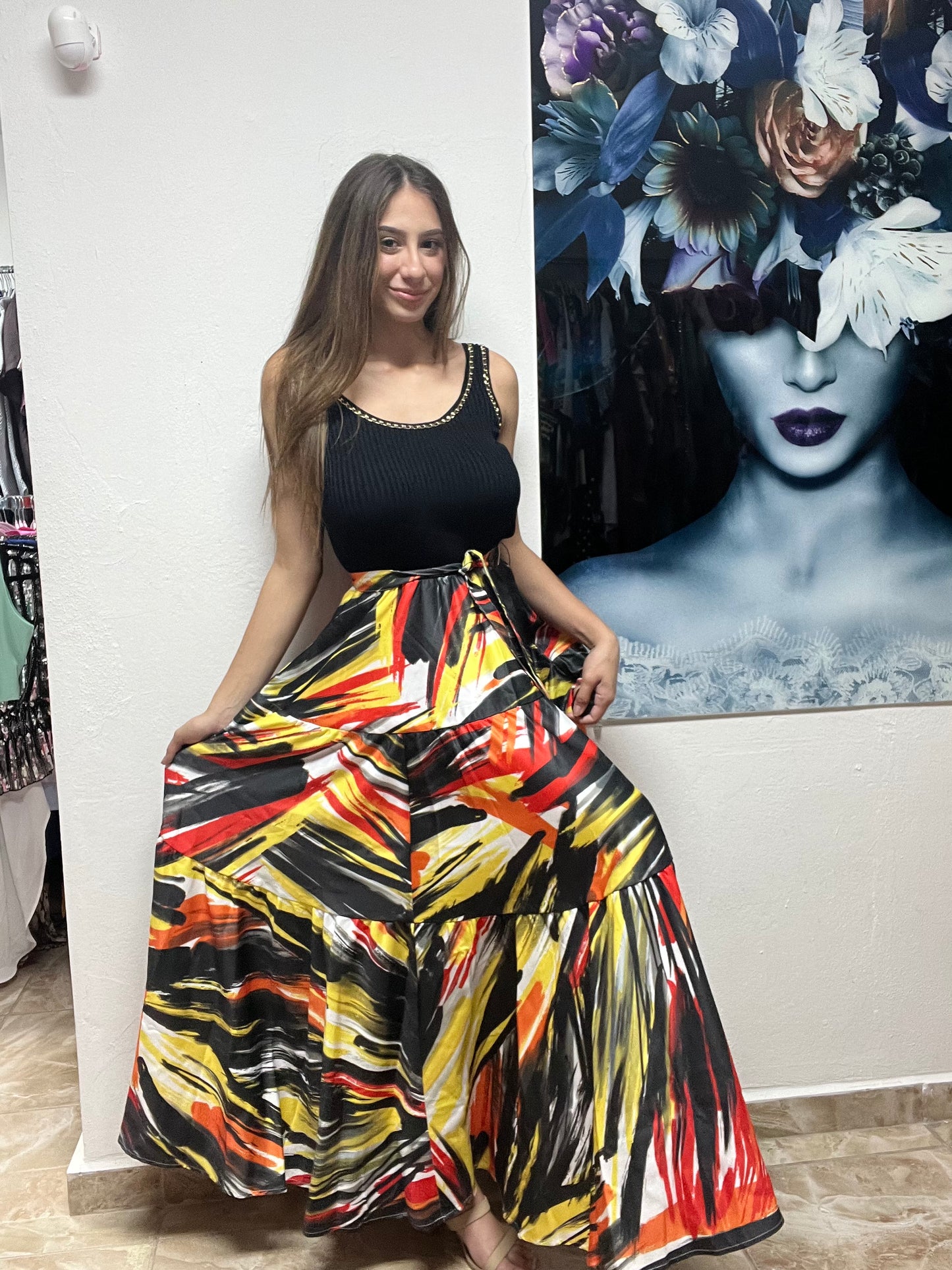 Black and yellow dress