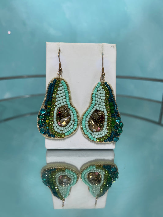 Beaded avocado earrings