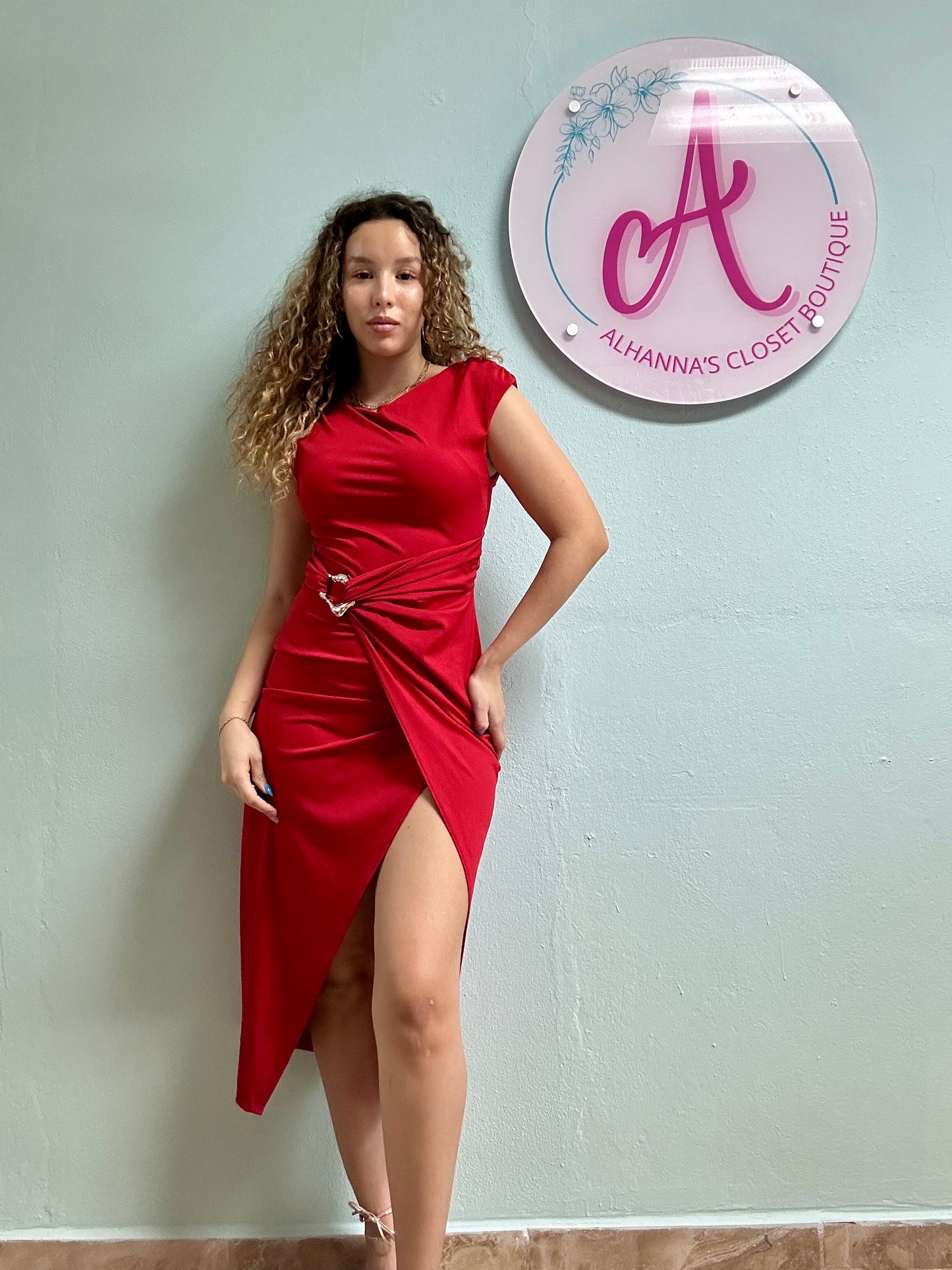 Red Dress with Gold