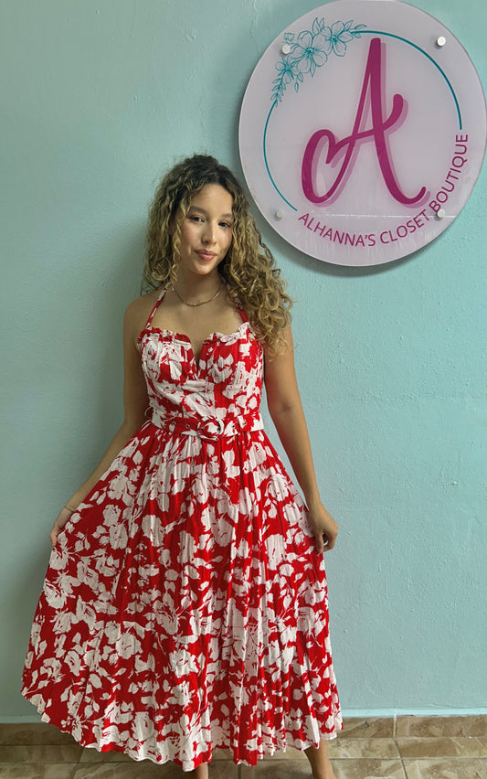RED PATTERN DRESS