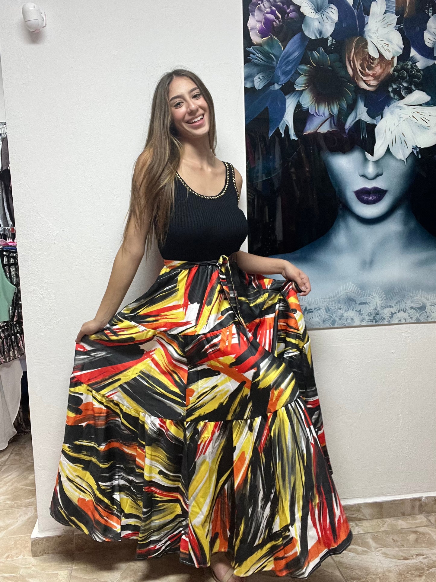 Black and yellow dress