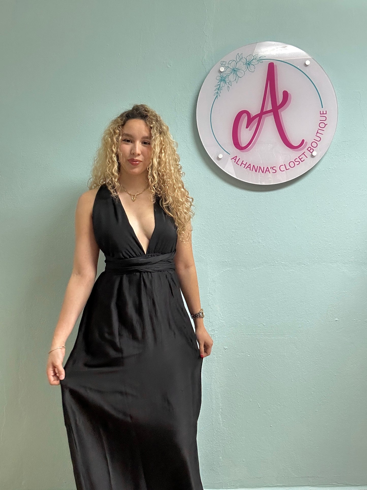 Black wraparound dress