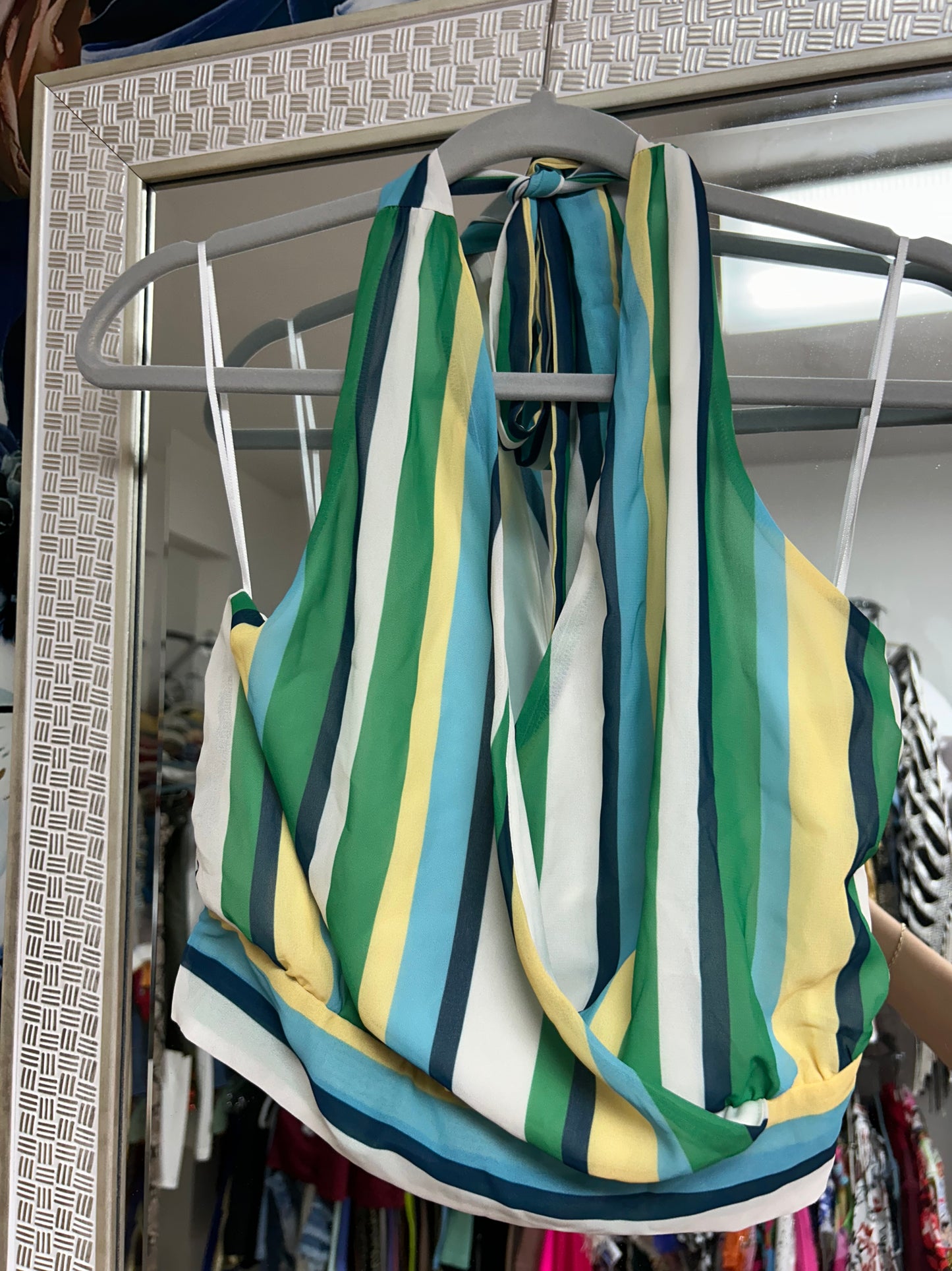 Green striped top