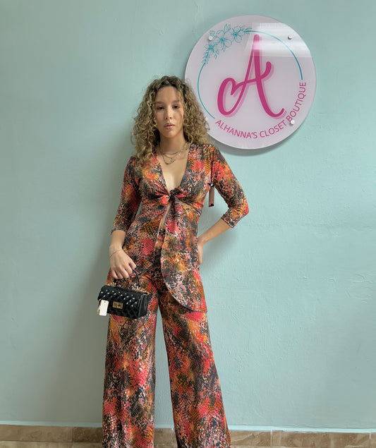 Pía red print set