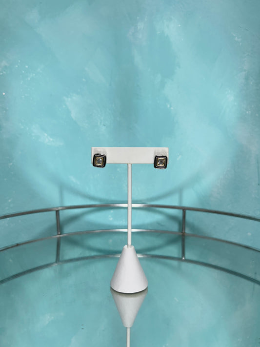 Square silver earrings