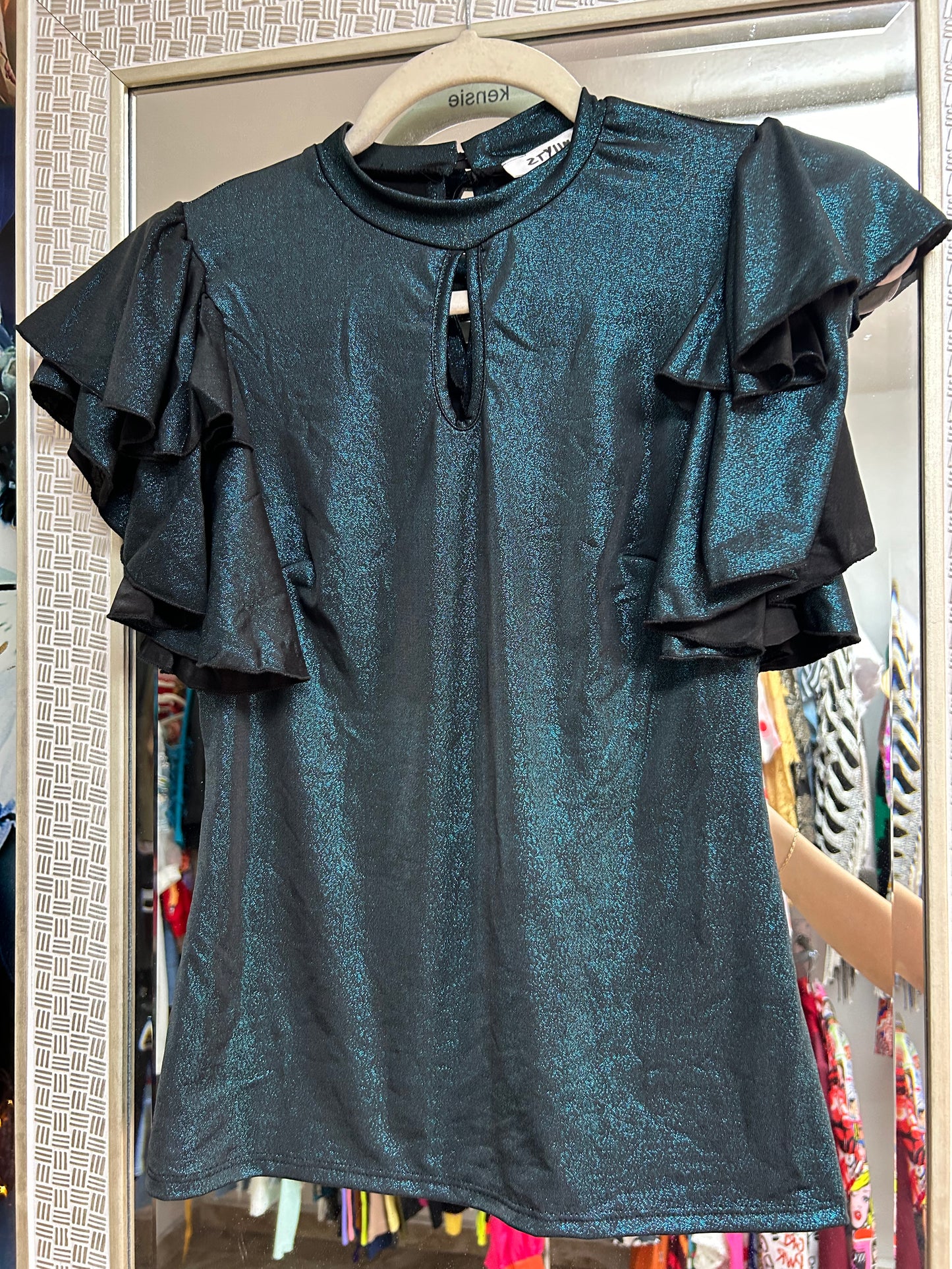 Blue metallic top