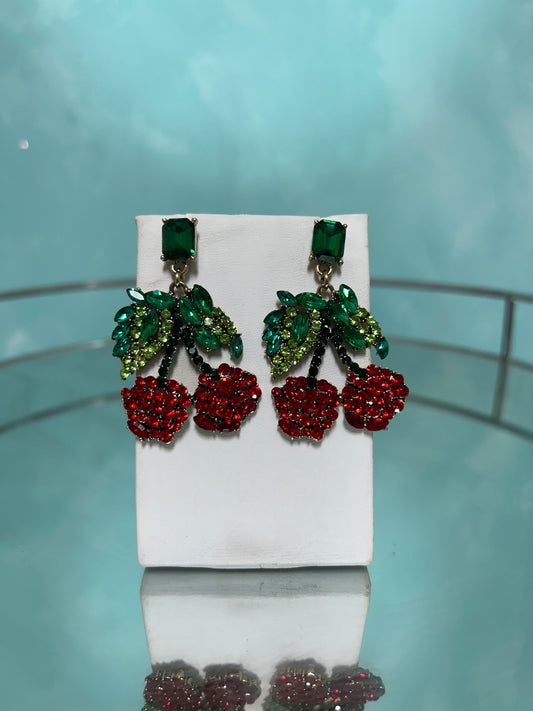 Beaded cherry earrings