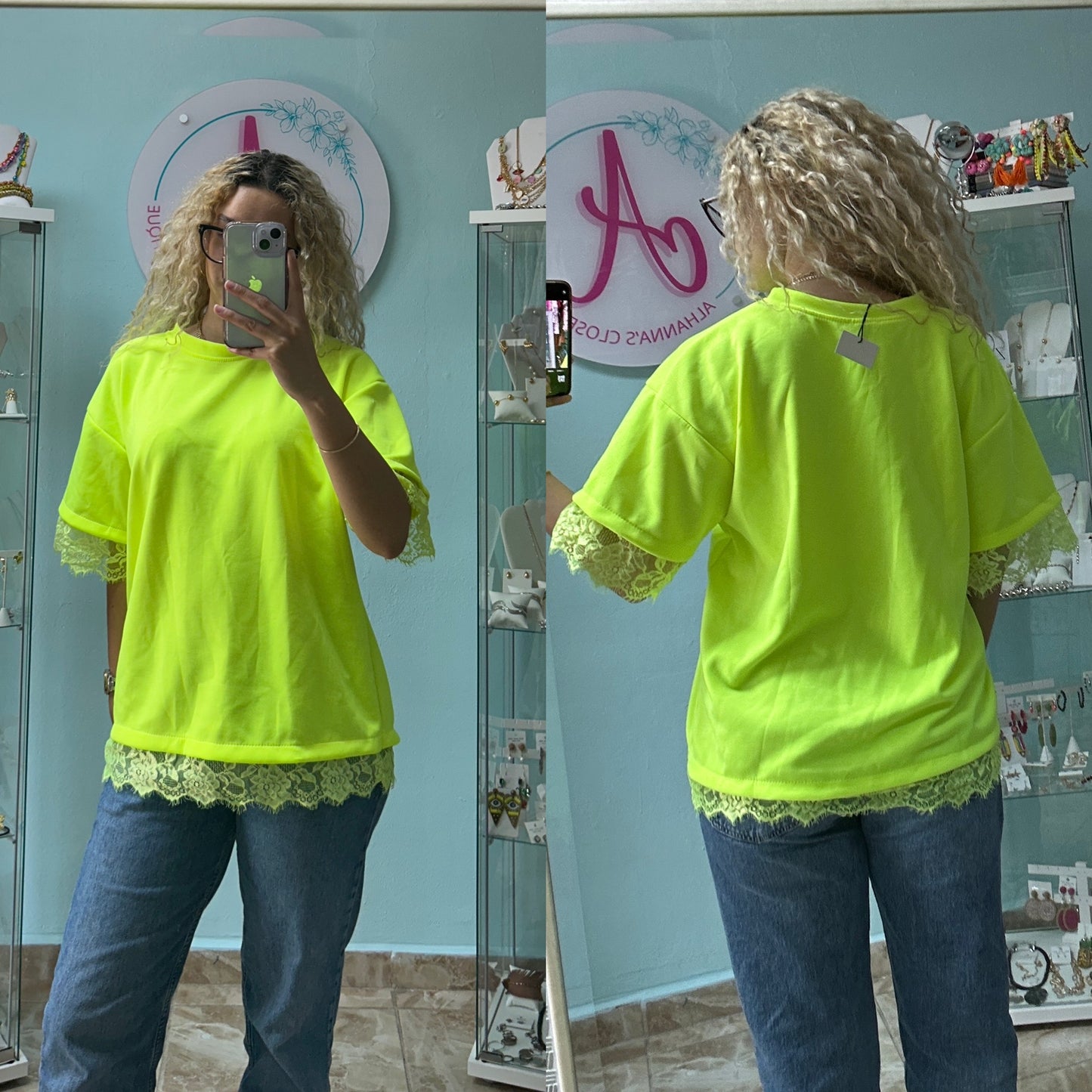 Neon lace top