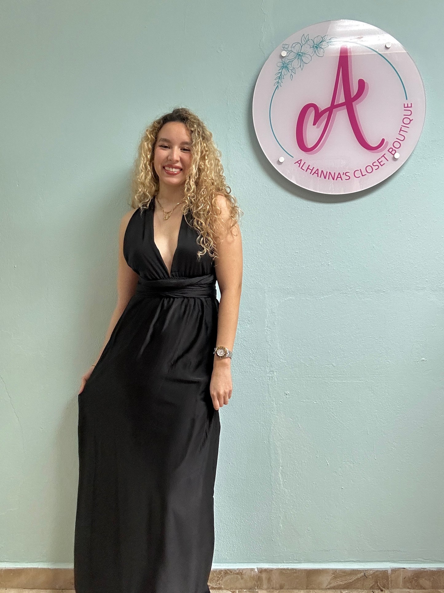 Black wraparound dress