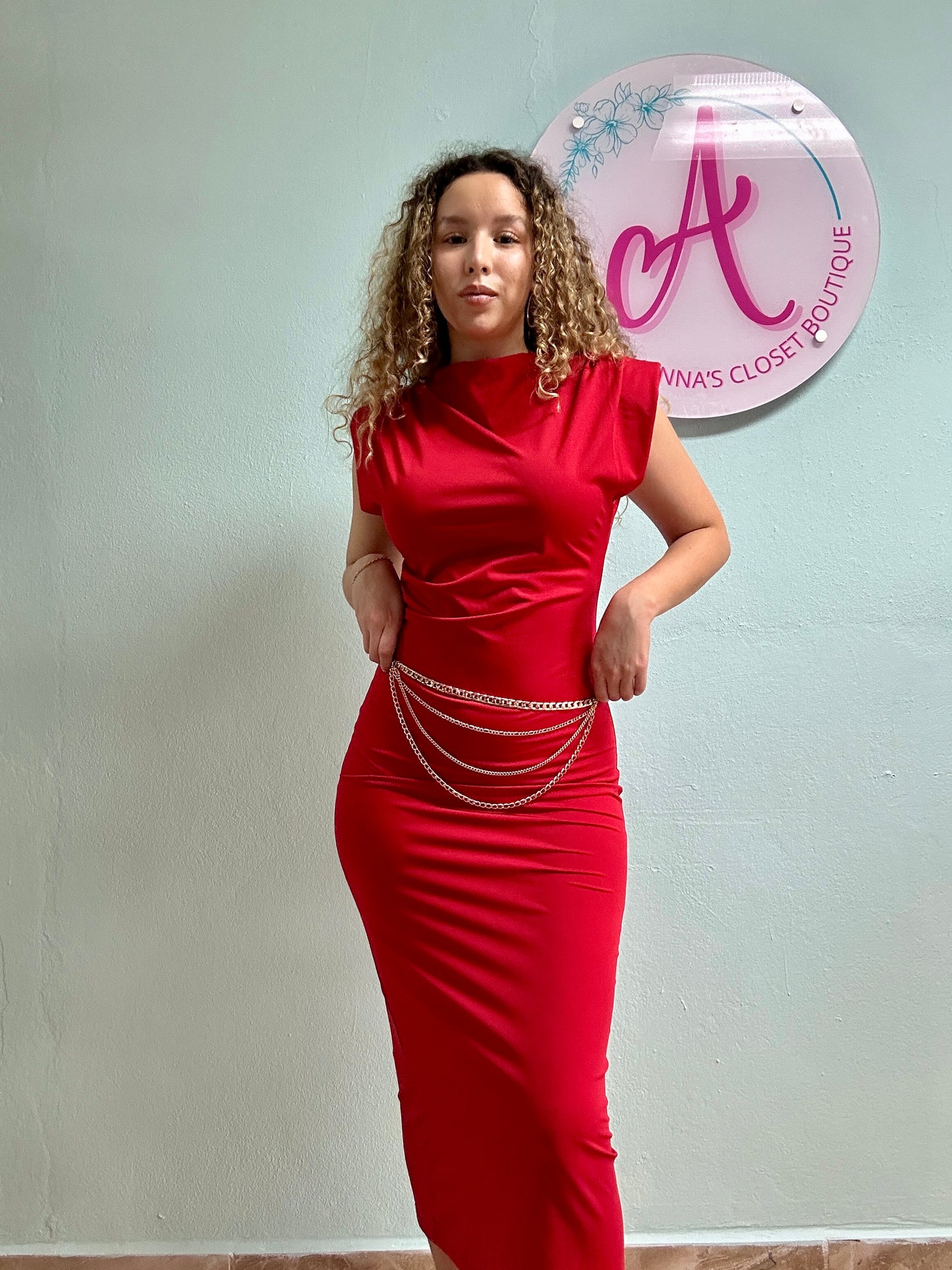 Plain red dress