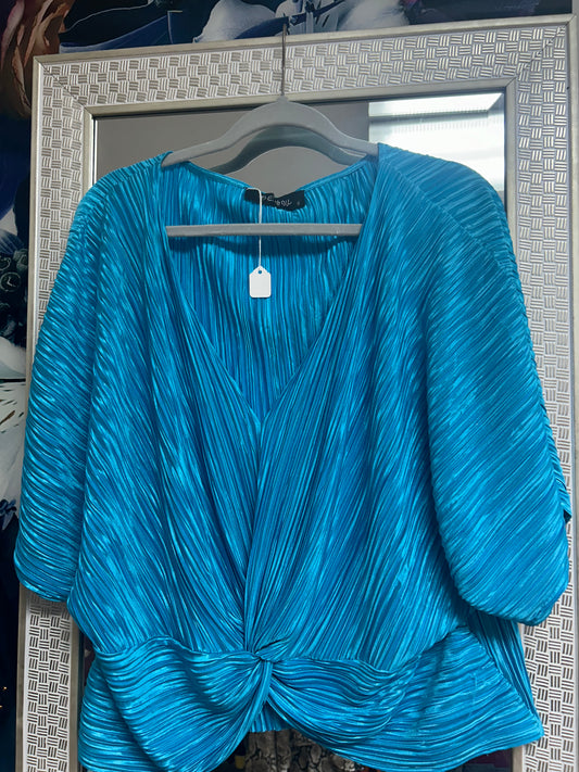 Blue pleated oversized top