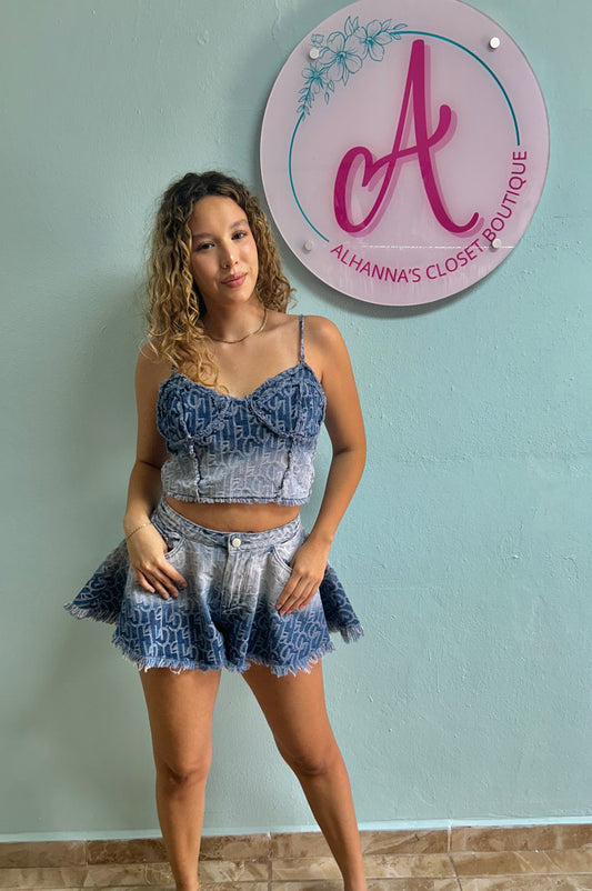 Short denim set