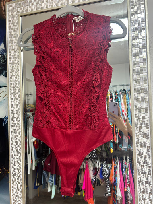 Red lace bodysuit