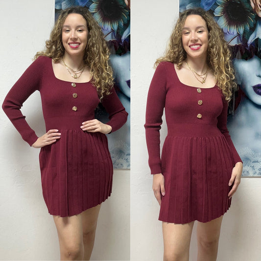 BURGUNDY SWEATER DRESS