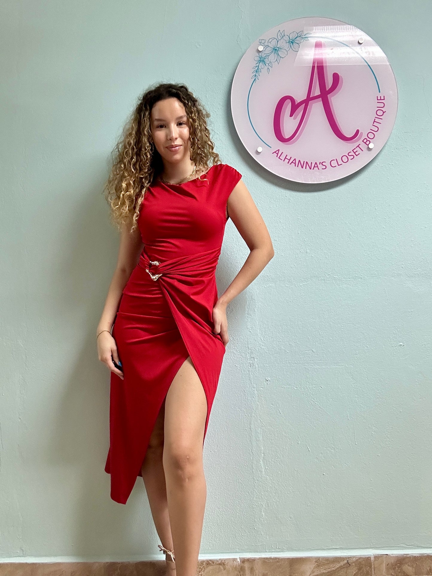Red Dress with Gold