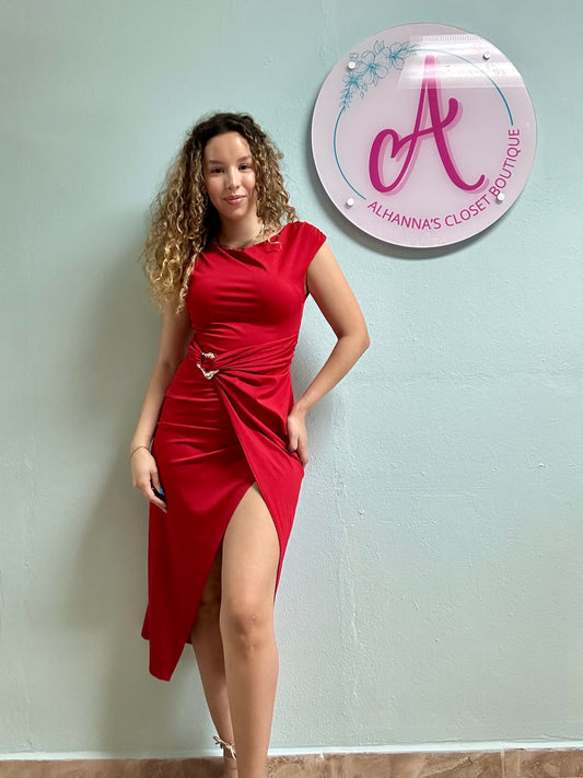 Red Dress with Gold
