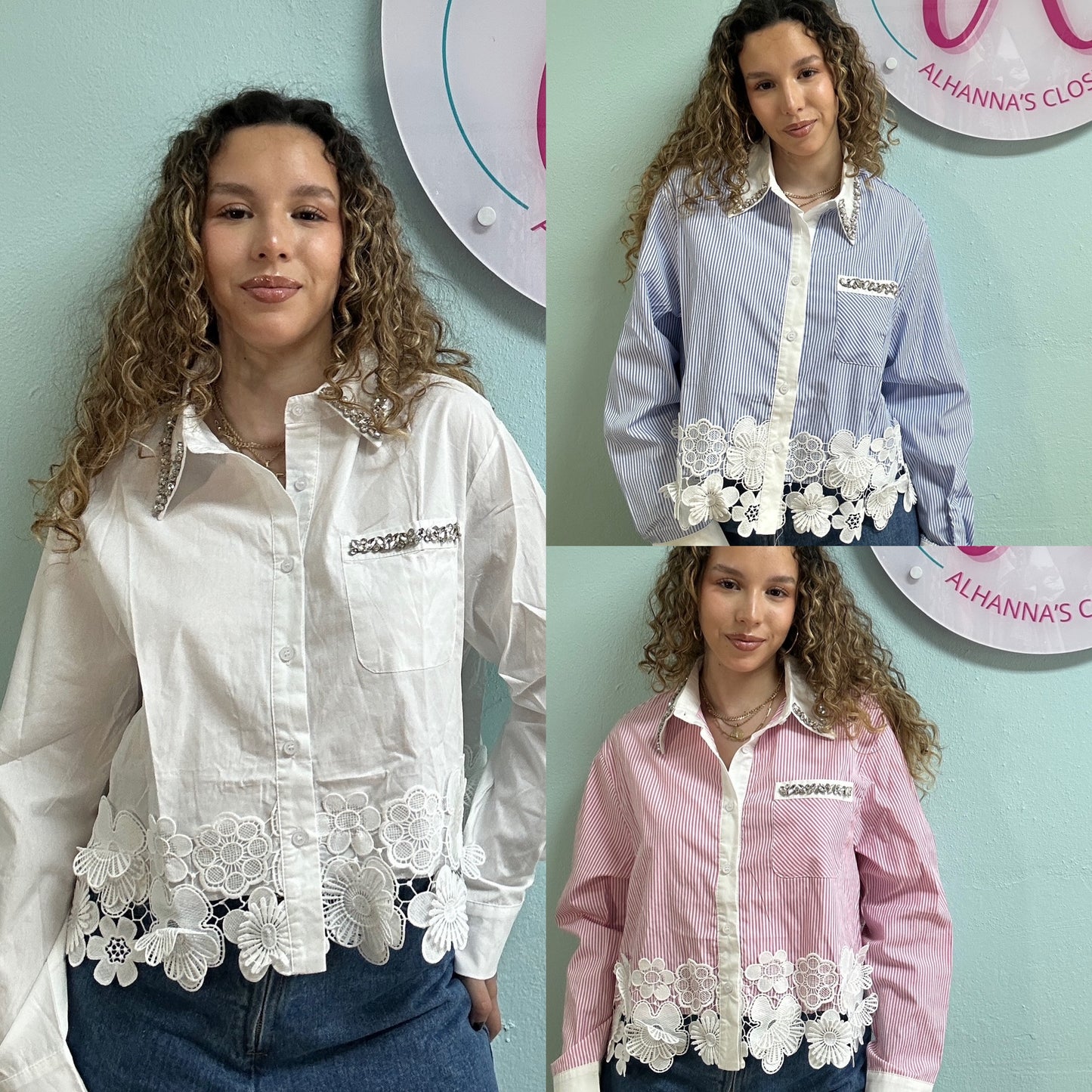 Floral Trim Button-Up