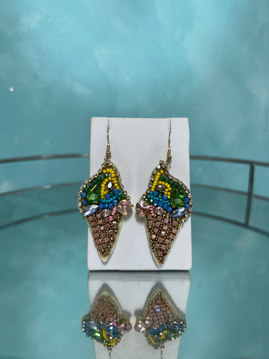 Beaded ice cream earrings